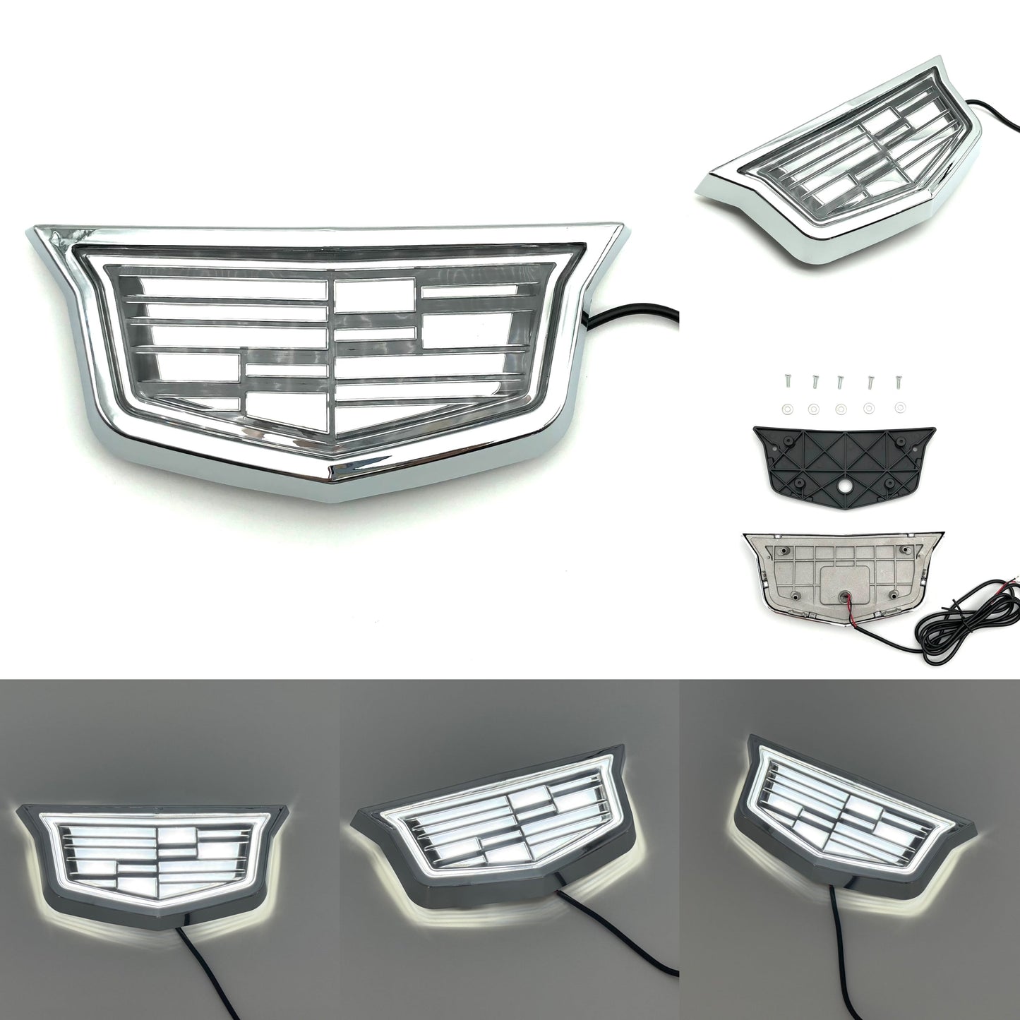 Cadillac Logo Front Grille LED Luxury Metallic Dynamic Crystal Illuminated Emblem Not Compatible with ACC Radar