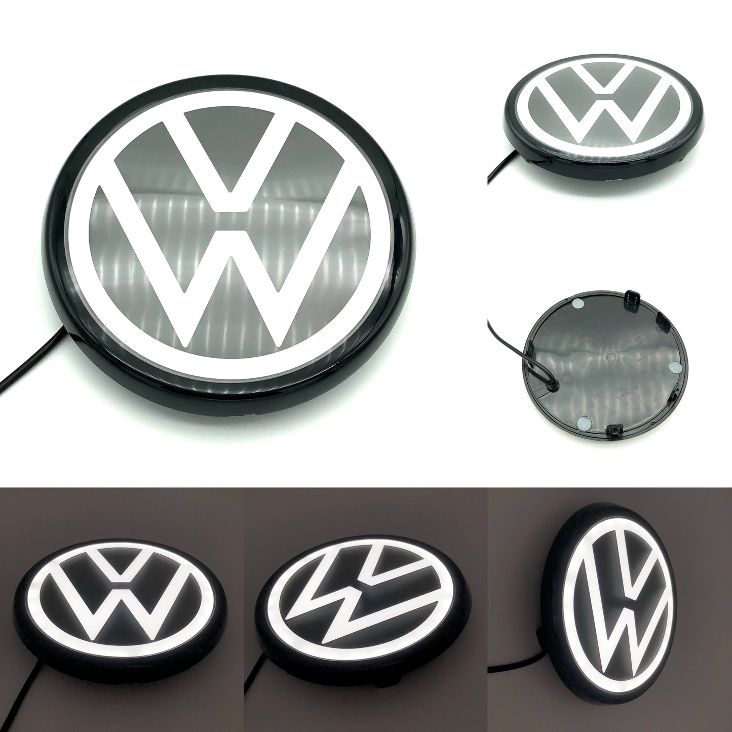 Volkswagen logo front grill LED mirror illuminated emblem ACC radar compatible