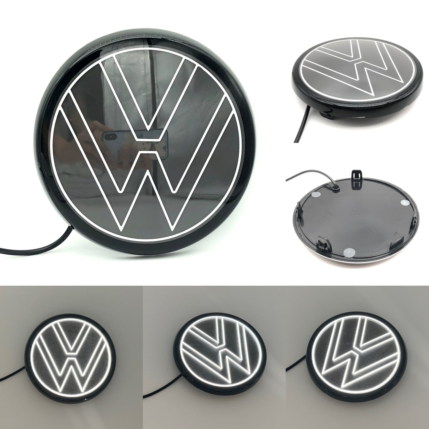 Volkswagen logo front grill LED mirror illuminated emblem ACC radar compatible