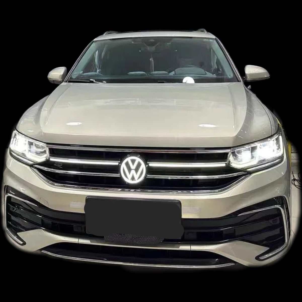 Volkswagen logo front grill LED mirror illuminated emblem ACC radar compatible